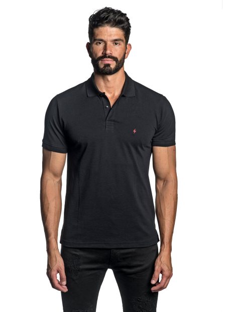 Black with Lightning Pima Cotton Polo for Men P-63