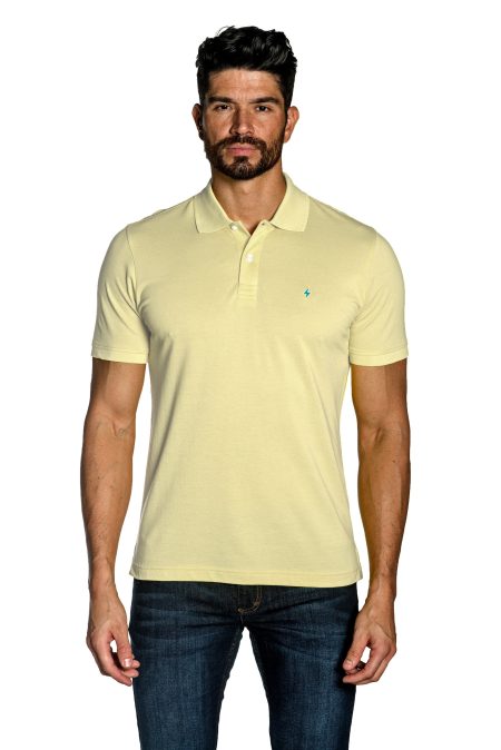 Pastel Yellow Mens Polo Lightning Embroidery P-89