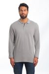 Mens Grey Long Sleeve Polo Pl-106